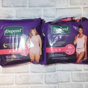 Depend Night Defense Overnight Incontinence Briefs for Women Size Small & Medium